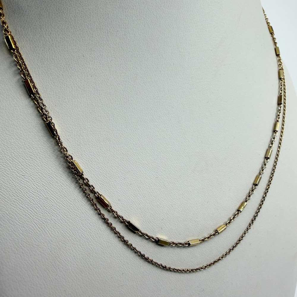 Y2K Layered Gold Tone Bar Chain Necklace Delicate Celestial Style Gift Classic